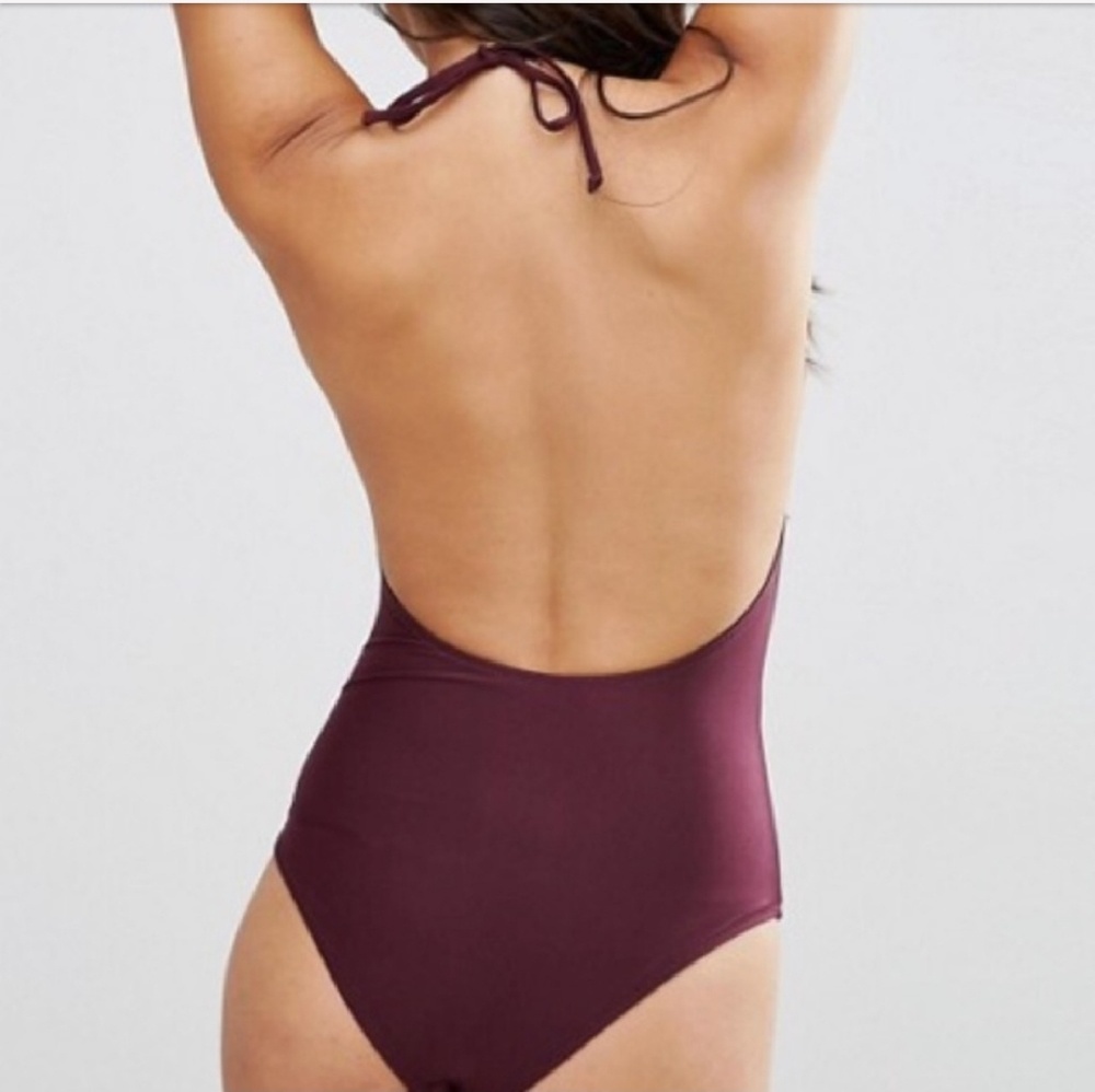 ASOS burgundy halter swim suit - Picture 2 of 5